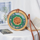 Sac Rond En Paille Nature Vert