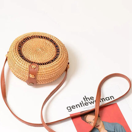 Sac Rond En Paille Rotin