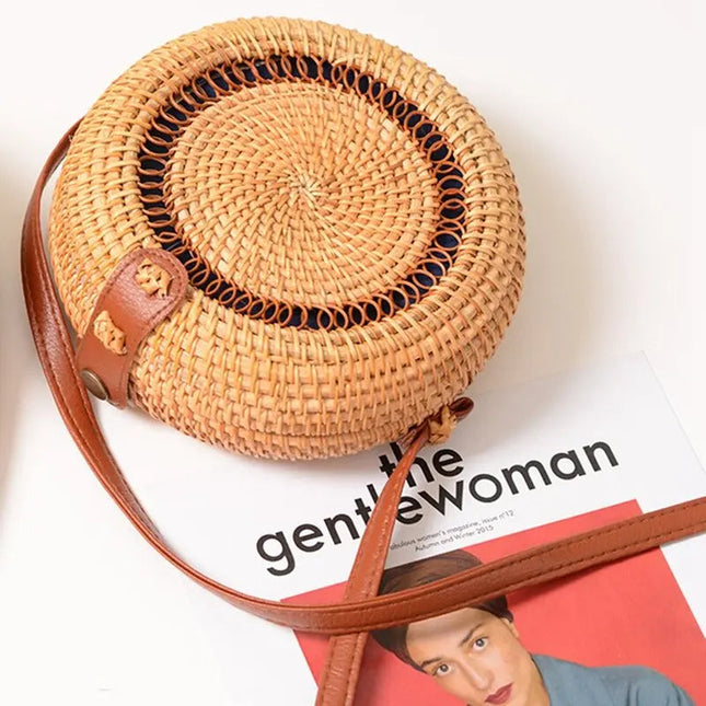 Sac Rond En Paille Rotin