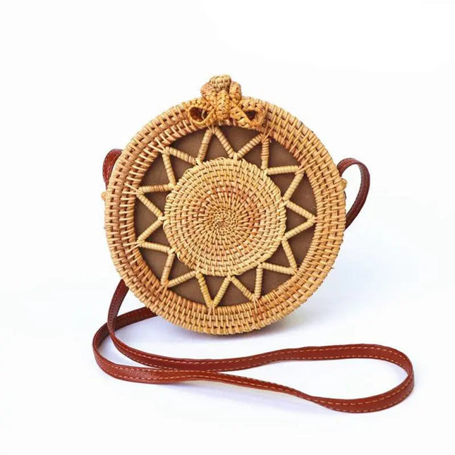 Sac Rond En Paille Soleil