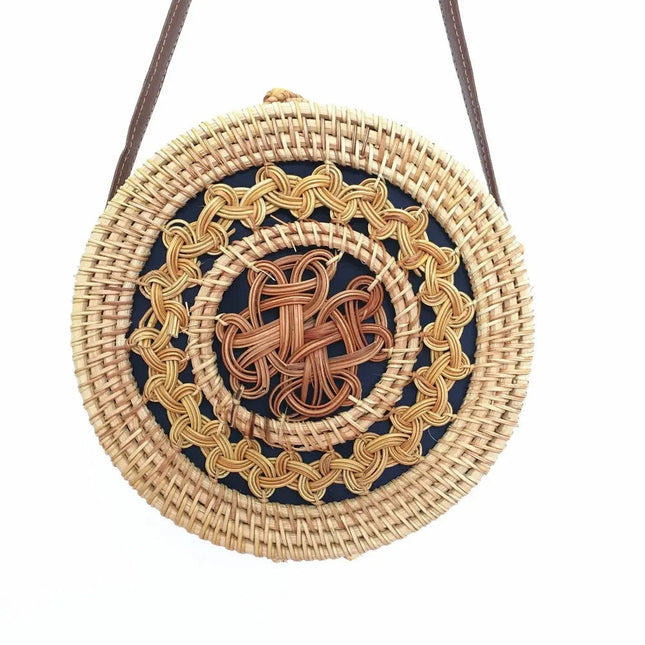 Sac Rond En Paille Tressage Circulaire