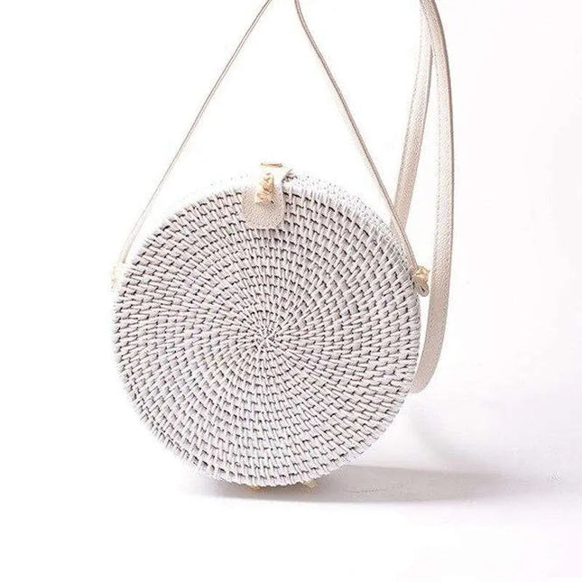 Sac Rond En Paille Venise Blanc