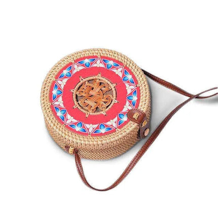 Sac Rond En Paille À Bandoulière