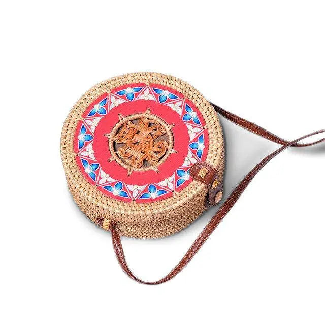 Sac Rond En Paille À Bandoulière