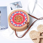 Sac Rond En Paille À Bandoulière Rouge