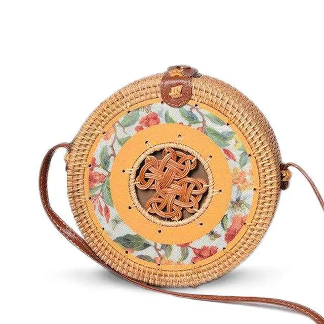 Sac Rond En Paille Dété Jaune