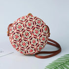 Sac Rond En Rotin Coloré Rouge Paille