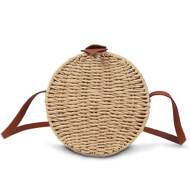 Sac Rond En Rotin Brun Paille