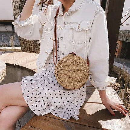 Sac Rond En Rotin Paille