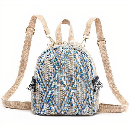 Sac À Dos Paille Bleu Pour Femme