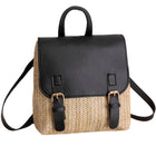Sac À Dos Paille Cuir Noir