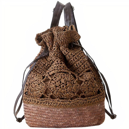 Sac À Dos Paille Et Tissu