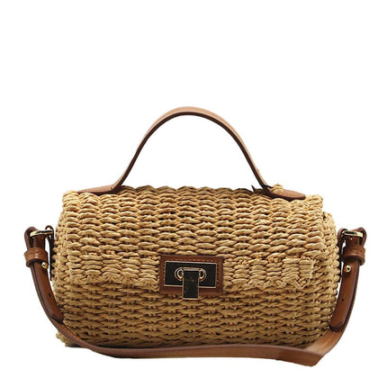Sac A Main Paille Et Cuir