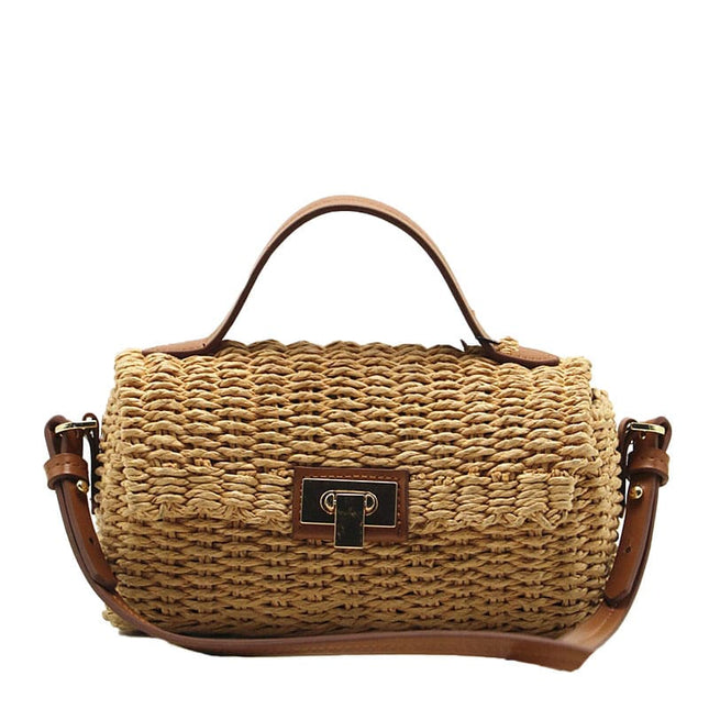 Sac A Main Paille Et Cuir