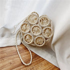 Sac À Main Rond Bandoulière En Paille Beige