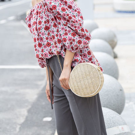 Sac A Main En Paille Rond