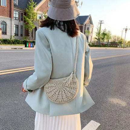 Sac Bandoulière Demi-Lune Raphia Sac Raphia