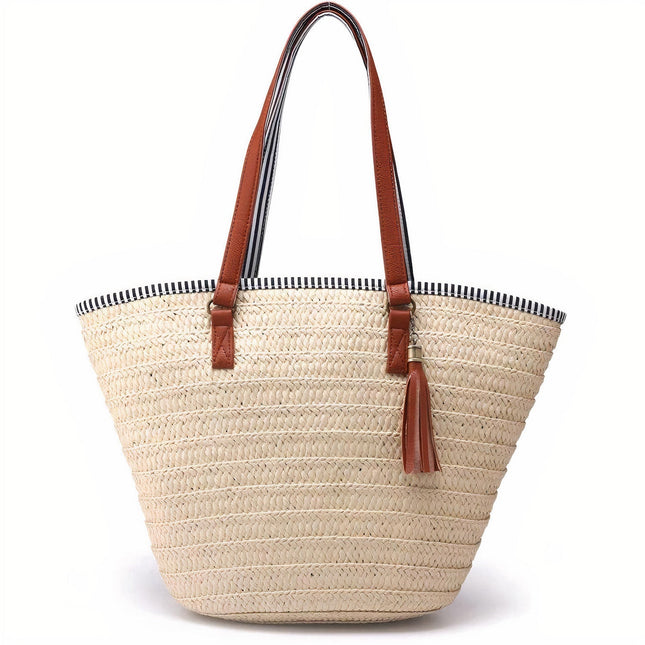 Sac Cabas En Paille De Plage Marinière