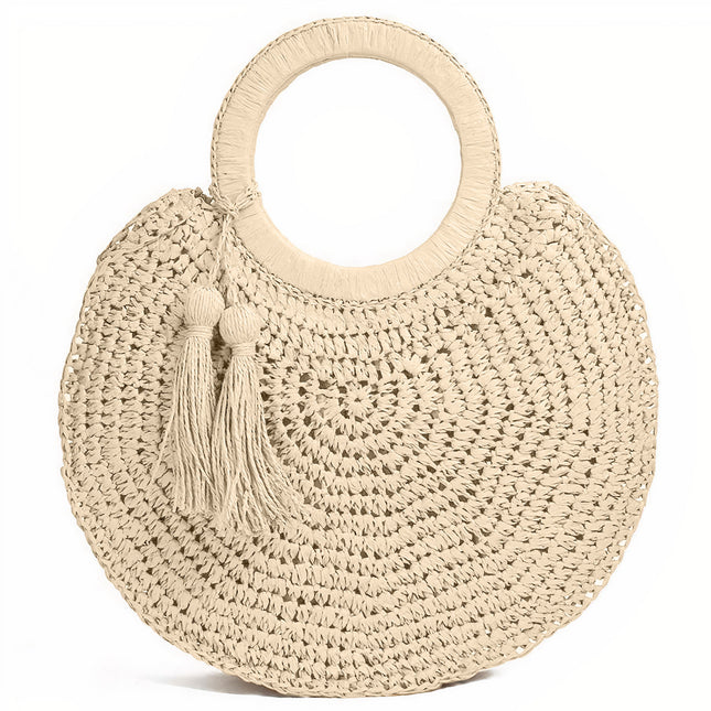 Sac Rond Paille De Plage À Pompon