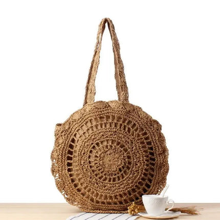 Sac En Paille De Plage Femme Rond