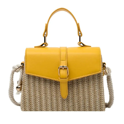 Sac En Paille Rigide Jaune Paille