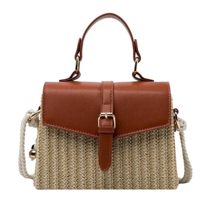 Sac En Paille Rigide Marron Paille