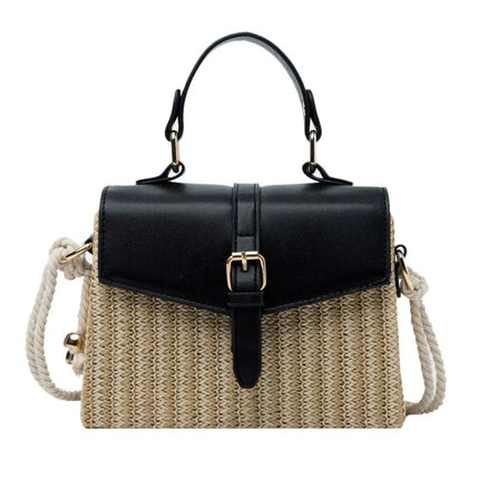 Sac En Paille Rigide Noir Paille