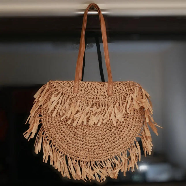 Sac Rond En Paille Marron