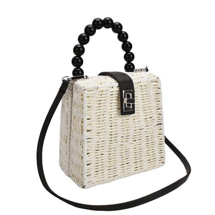 Sac En Osier Carré Blanc