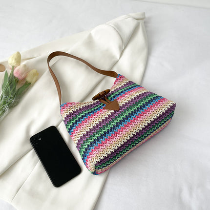 Sac En Raphia Crochet Rose
