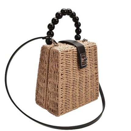 Sac En Osier Carré Marron