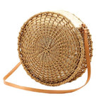 Sac Osier Rond Fermeture Marron En