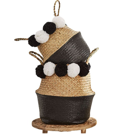 Cache Pot Osier Pompons Panda Pots Et Cache-Pots