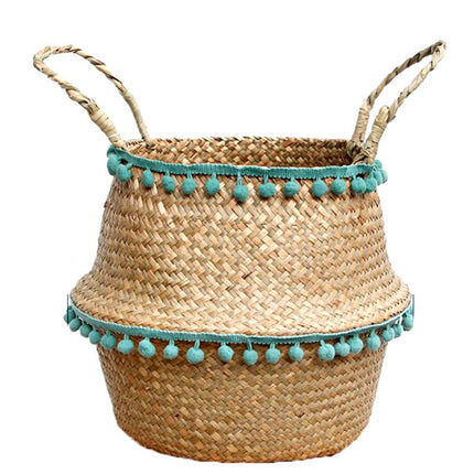 Cache Pot Osier Pompons Verts Pots Et Cache-Pots