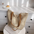 Sac Paille Cuir Beige