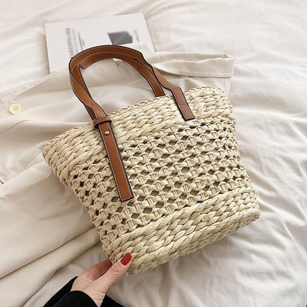 Sac De Paille Pour La Plage Beige En