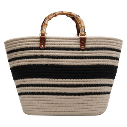 Sac De Plage Femme Paille Noir En