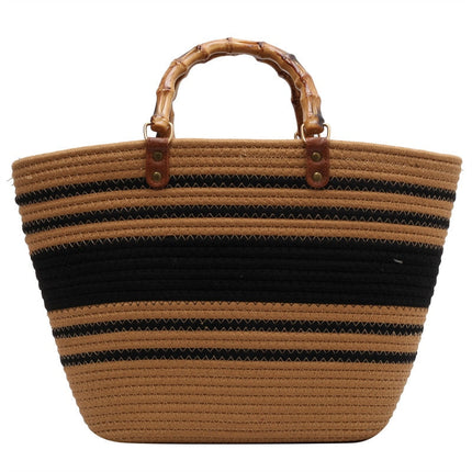 Sac De Plage Femme Paille Brun En
