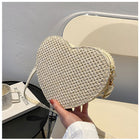 Sac En Paille Coeur Blanc Rond Paille