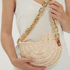 Sac En Paille Coquillage Beige Rond Paille