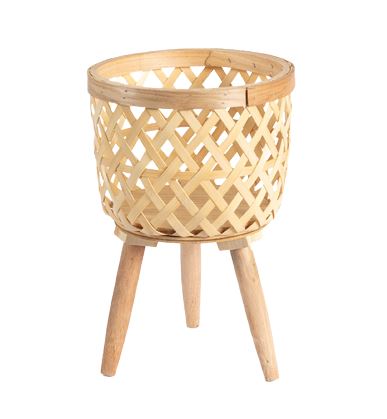 Cache-Pot Sur Pieds Osier Bambou Petit Cache-Pot En