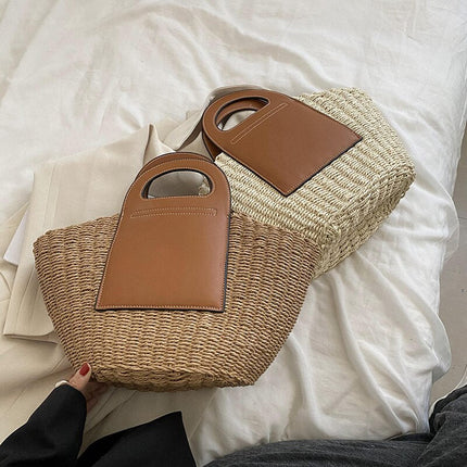 Sac De Plage Cuir En Paille
