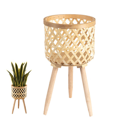 Cache-Pot Sur Pieds Osier Bambou Moyen Cache-Pot En