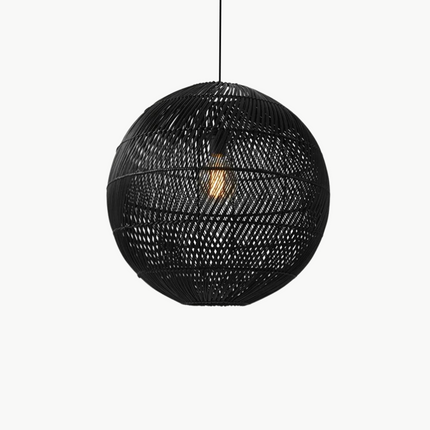 Suspension Rotin Boule Noire Suspensions