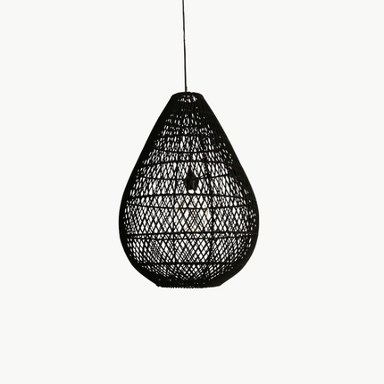 Suspension Lanterne Rotin Noir / 37 Cm X 50 Suspensions
