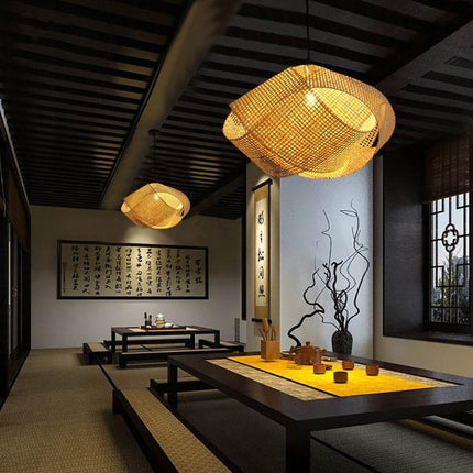 Suspension Bambou Osier 40Cm Luminaire