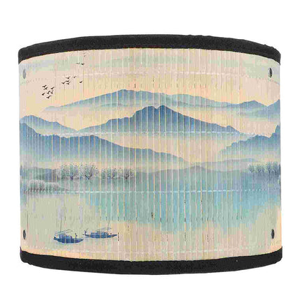 Abat-Jour Bambou Paysage Peint 30 Cm Abat-Jour