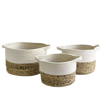 Cache Pot Osier Blanc Ancien Petit