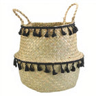 Cache Pot Osier Petits Pompons Tout Petit Format (16 Cm X 13 Cm)