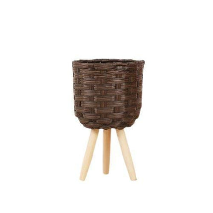 Cache-Pot Osier Sur-Pieds Marron Petit Cache-Pot En
